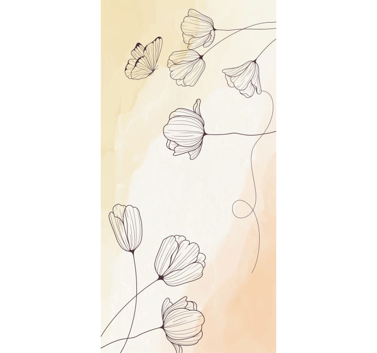 Rollo Fenster Blumen aquarell blumenumriss - TenStickers