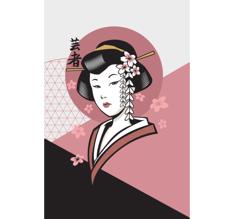 Rollo Fenster Zeichnung elegante japanische frau - TenStickers