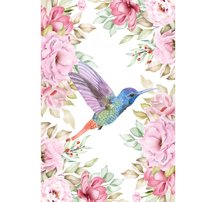 Rollo Fenster Blumen und Pflanzen kolibri zwischen rosen - TenStickers