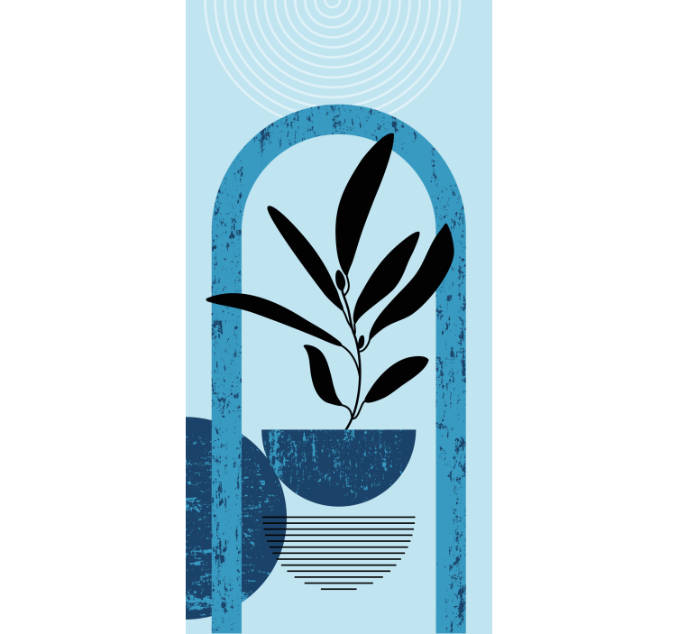 Rollo fenster blumen und pflanzen blauer stilvoller topf - TenStickers