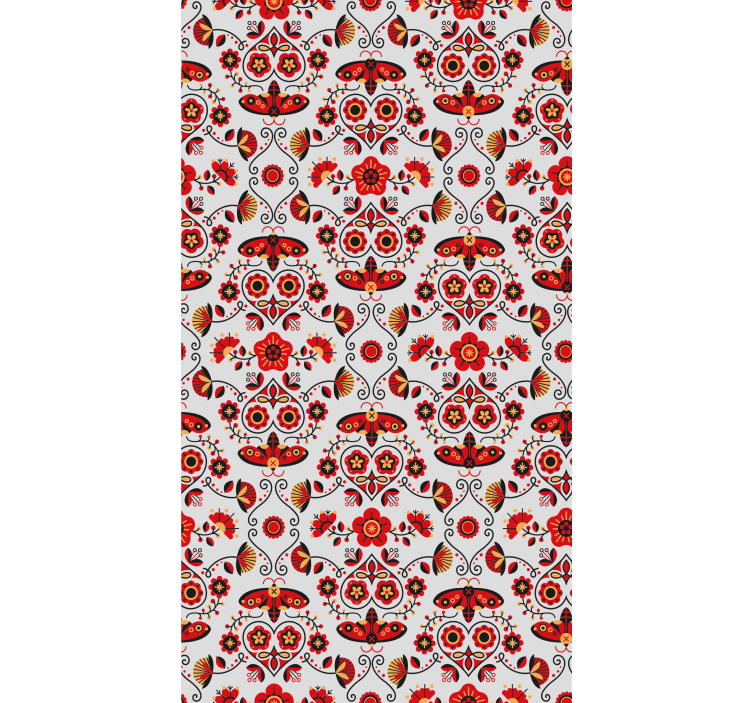 Rollo Fenster Blumen polnisches rotes muster - TenStickers