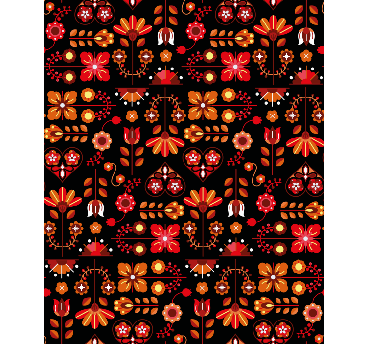 Rollo Fenster Blumen orange volkskunst - TenStickers