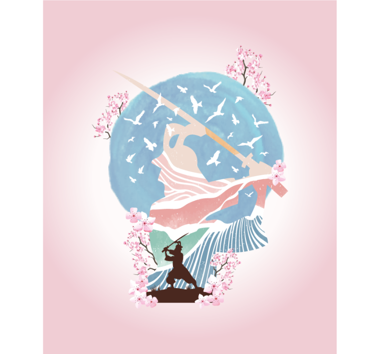 Rollo Fenster Zeichnung elegante samurai-silhouette - TenStickers