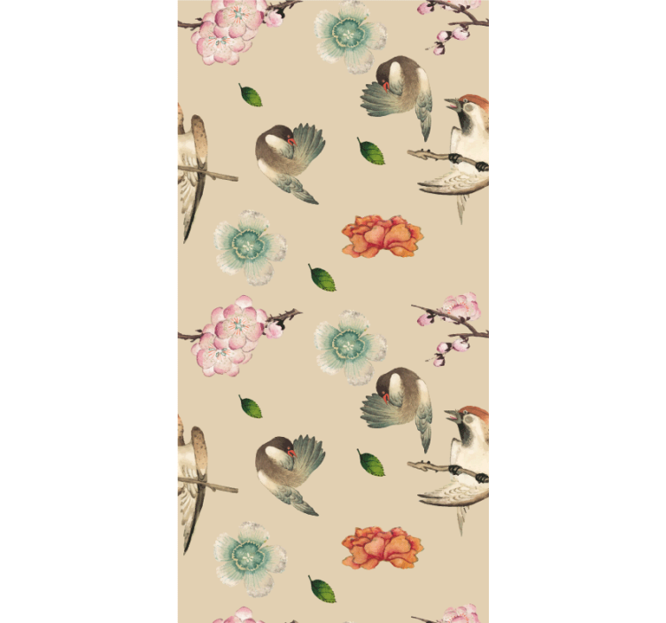 Rollo fenster blumen und pflanzen beige vogel design - TenStickers
