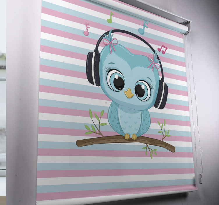 Rollo Fenster Kinderzimmer süße musikalische Eule - TenStickers