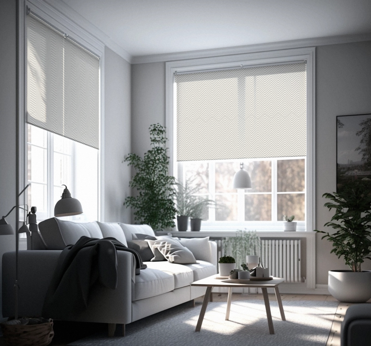 Rustikale Moderne Rollo  Küche Graue Linien Optik - TenStickers