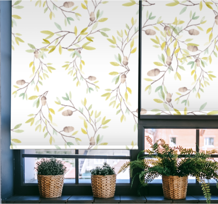 Blumen Rollo fur Bad Original aquarell grüne blätter Muster - TenStickers