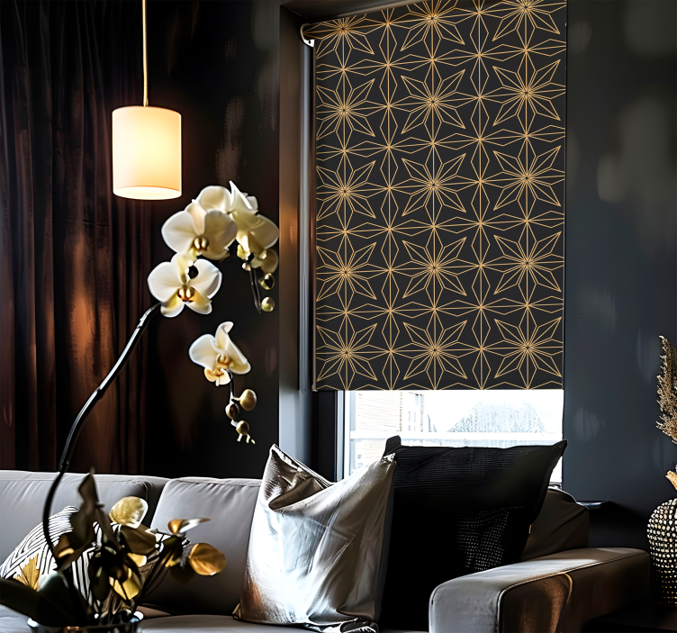 Rollo Fenster Elegant goldenes muster - TenStickers