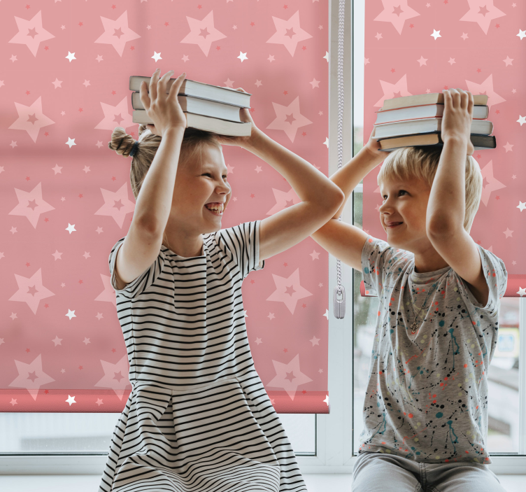 Rollo Fenster Kinderzimmer rosafarbenes Sternenmuster - TenStickers