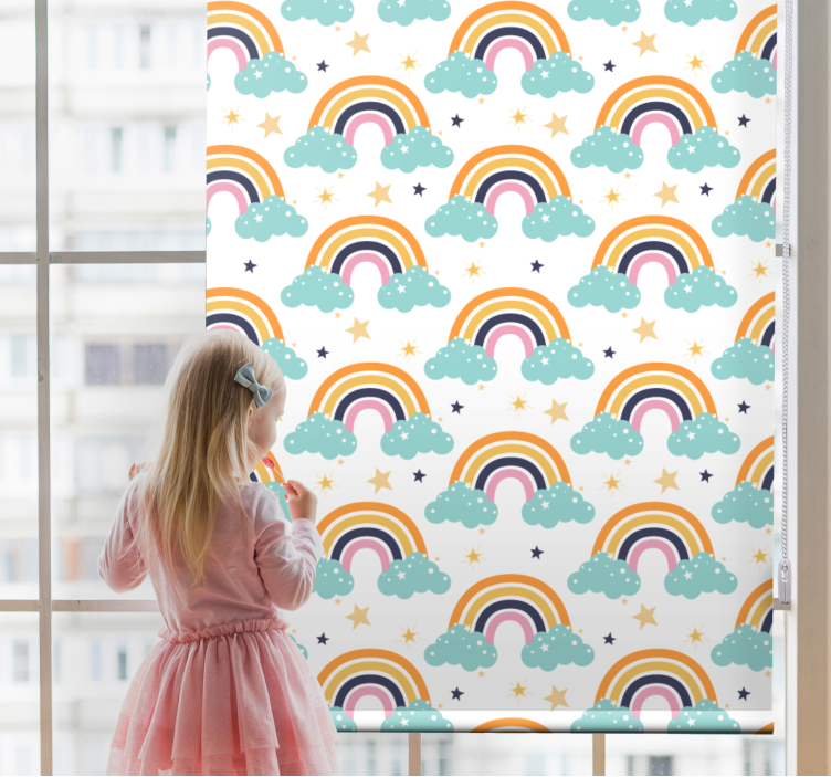 Rollo fenster kinderzimmer regenbögen und wolken - TenStickers