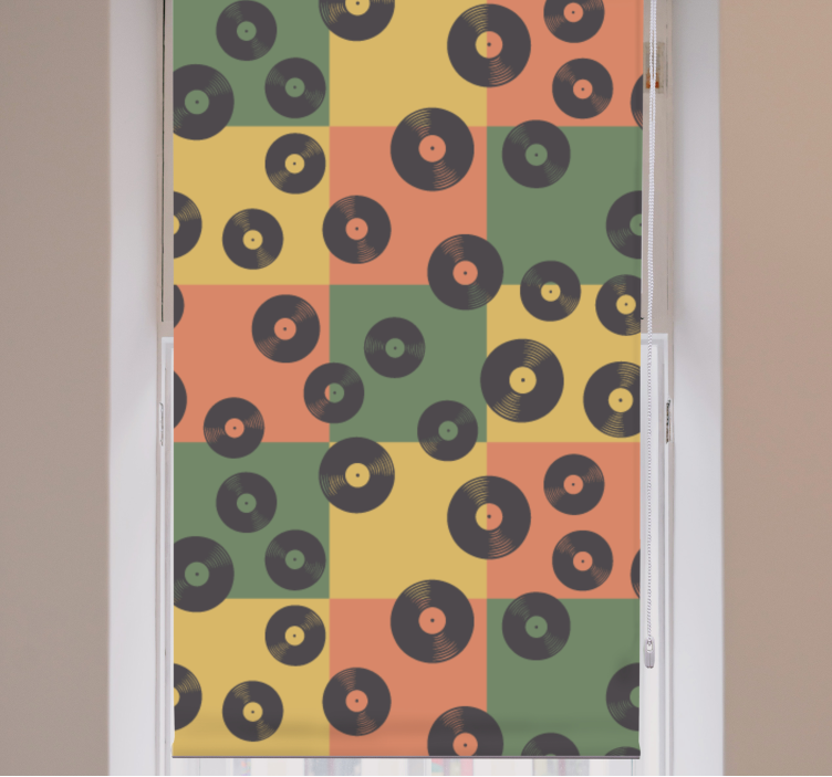 Rollo Fenster Vintagemuster retro-schallplatten - TenStickers