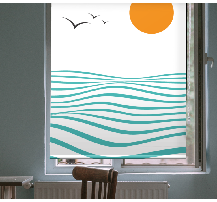 Fenster Rollo Modern sonnenuntergang mit wellen - TenStickers
