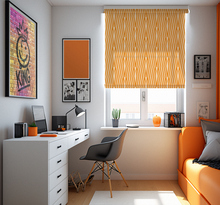 Rollo Fenster Orange abstraktes muster - TenStickers