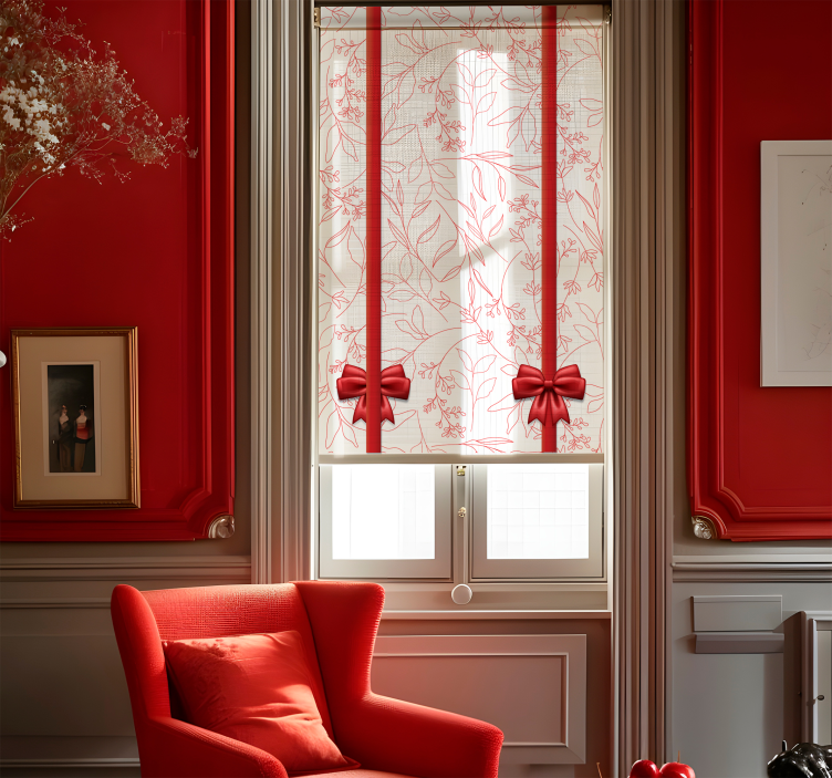 Rollo Fenster romantisch blumenmuster mit bändern - TenStickers