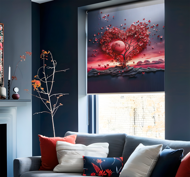 Originelle Rollo Fenster romantisch herzbaum - TenStickers