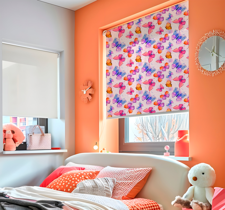 Rollo Fenster Kinderzimmer aquarell Schmetterlinge - TenStickers