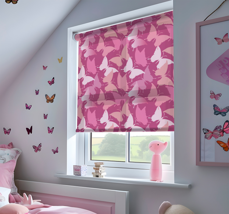 Rollo Fenster Schmetterlinge rosa hintergrund - TenStickers