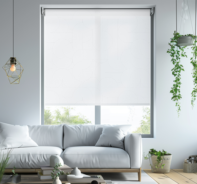 Rollo Wohnzimmer mit weißes abstraktes Streifenmuster - TenStickers