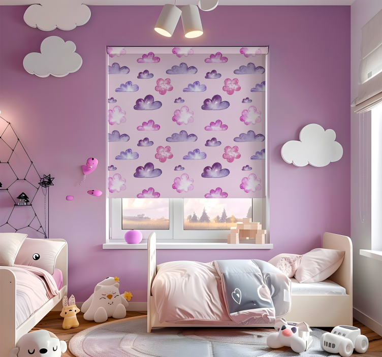 Rollo Fenster Wolken rosa muster - TenStickers