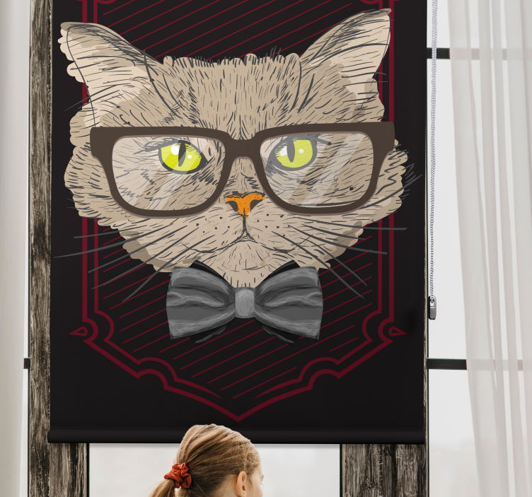 Katze mit brille spaß Rollo - TenStickers