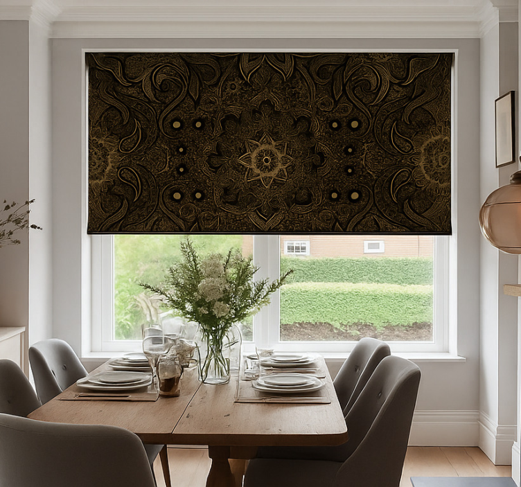 Rollo esszimmer schwarze und goldene mandala - TenStickers