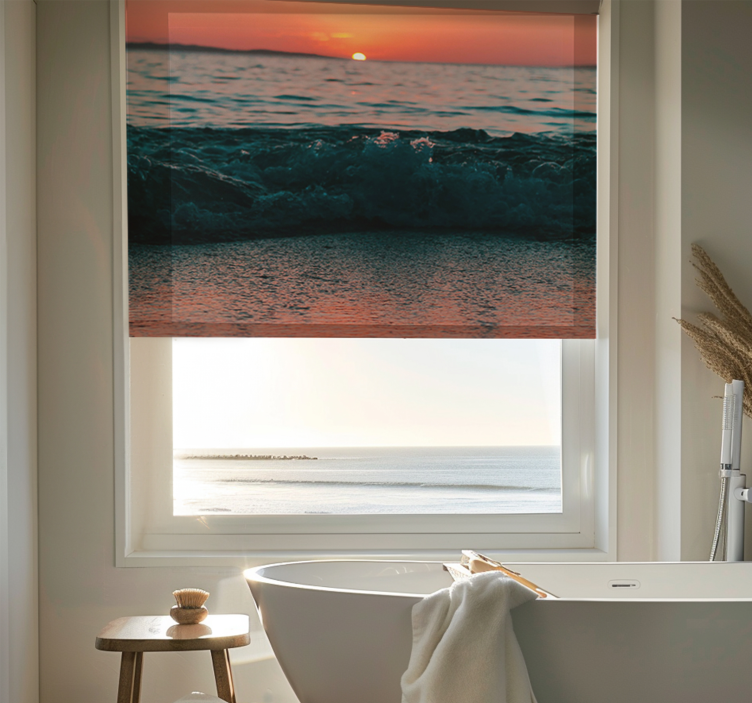 Rollo Fenster Badezimmer Sonnenuntergang am Strand - TenStickers