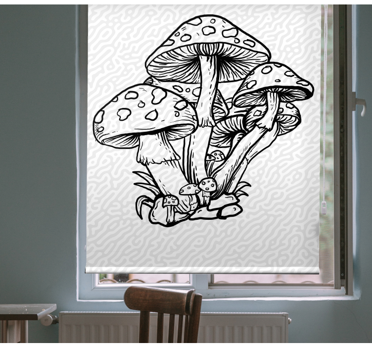 Rollo Fenster Baum pilz-cluster-silhouette - TenStickers