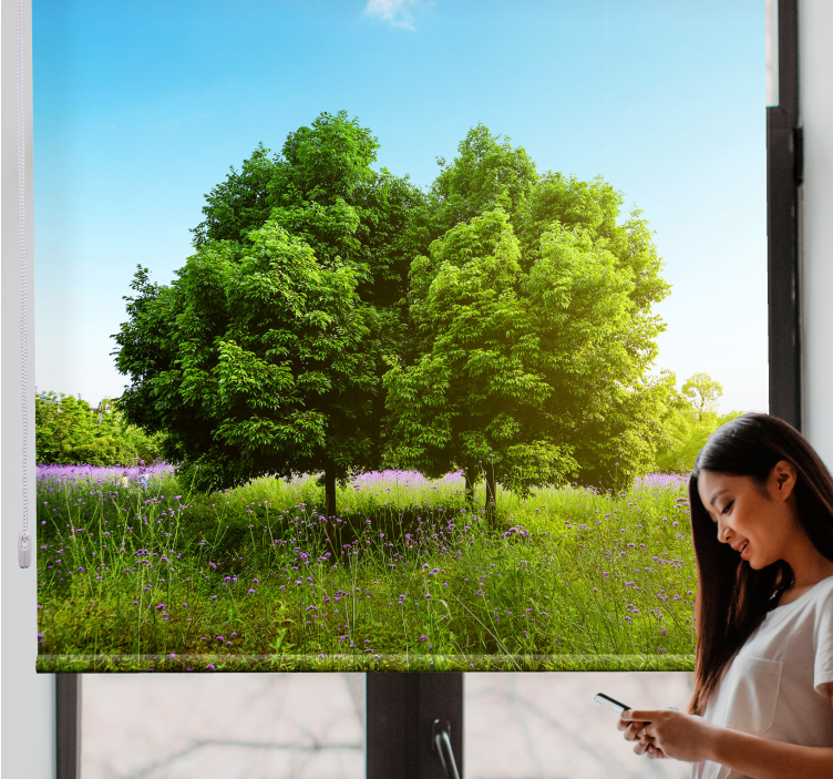 Rollo Fenster Baum üppige grüne szene - TenStickers