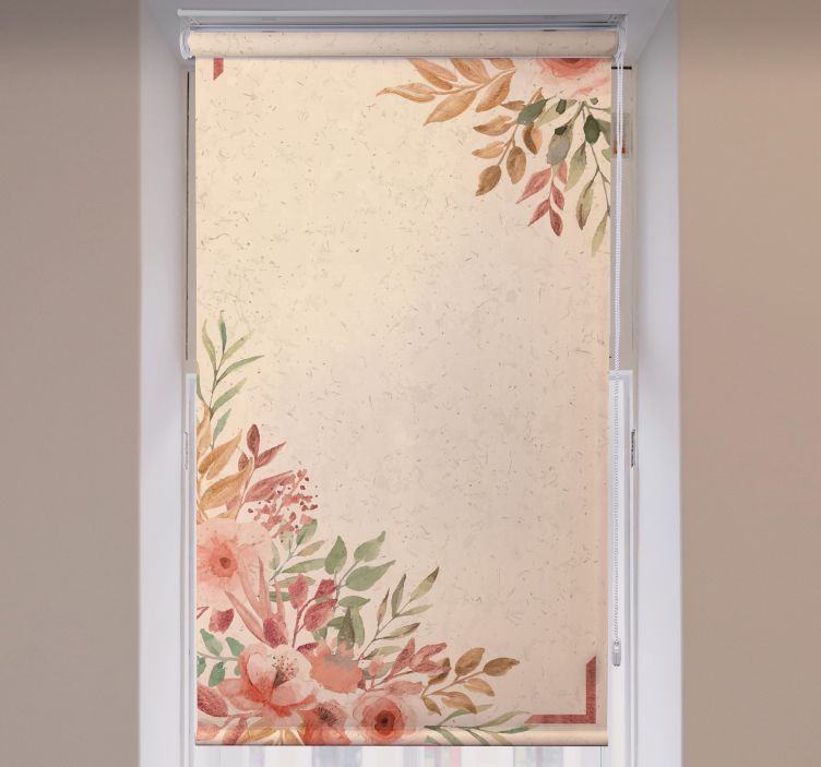 Rollo Fenster Blumen charmante beige bordüre - TenStickers