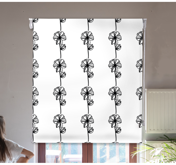 Rollo fenster blumen schwarz vertikal - TenStickers