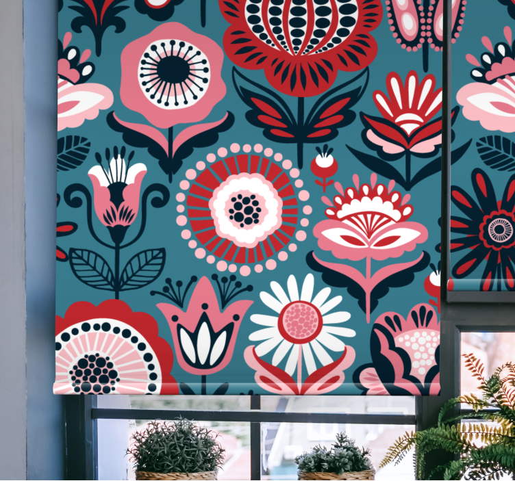 Rollo Fenster Blumen retro-folk-muster - TenStickers