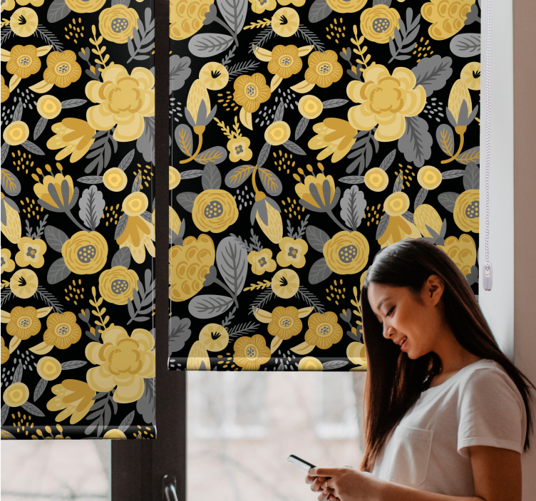 Rollo Fenster Blumen gelbes botanisches muster - TenStickers