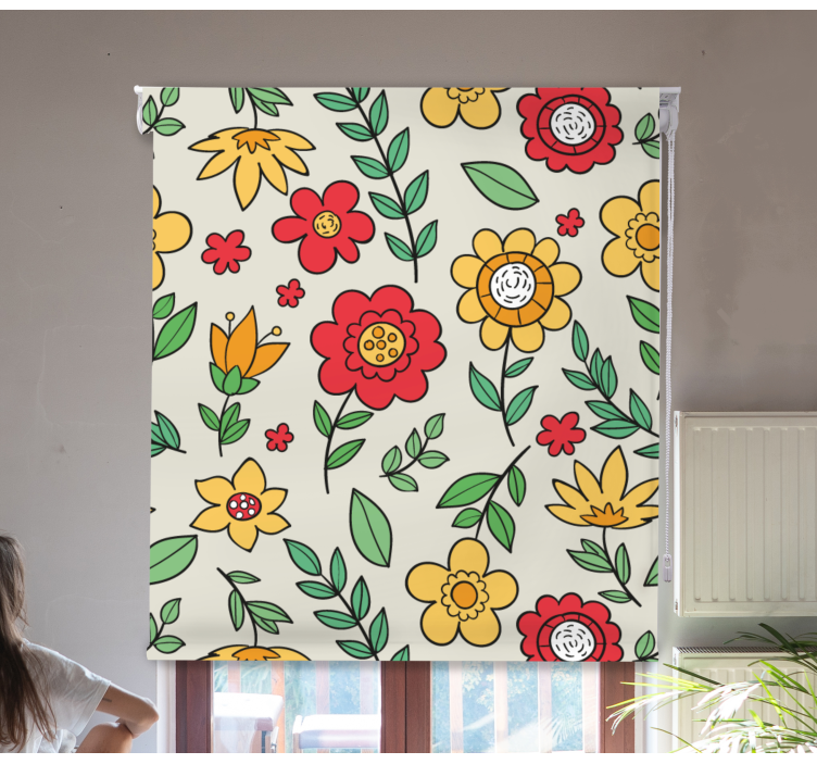 Rollo Fenster Blumen lebendiges buntes muster - TenStickers
