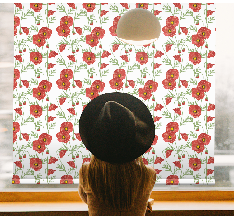 Rollo Fenster Blumen rotes mohnmuster - TenStickers
