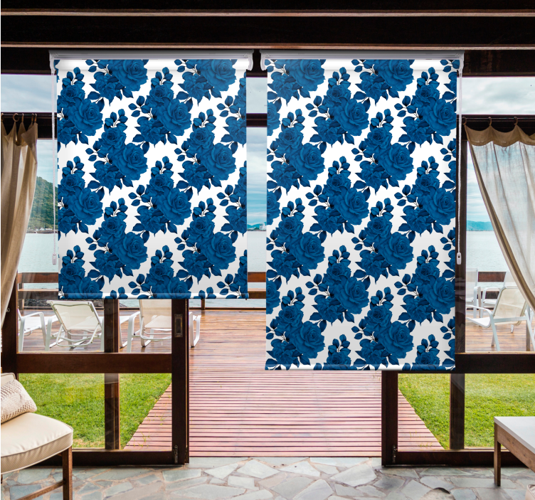 Rollo Fenster Blumen und Pflanzen azurblaues blütenmotiv - TenStickers