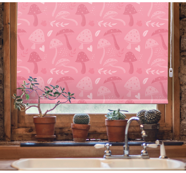 Rollo Fenster Blumen und Pflanzen rosa bezaubernde pilze - TenStickers