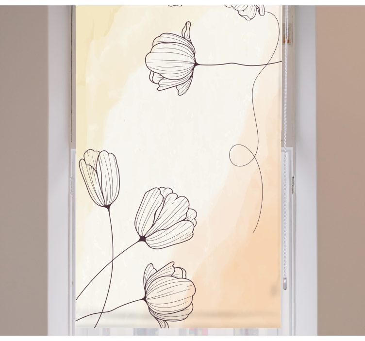 Rollo Fenster Blumen aquarell blumenumriss - TenStickers