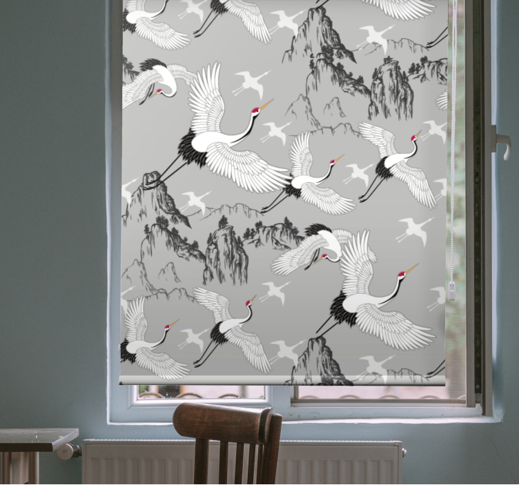 Rollo Fenster Tiermuster elegante kräne und gipfel - TenStickers