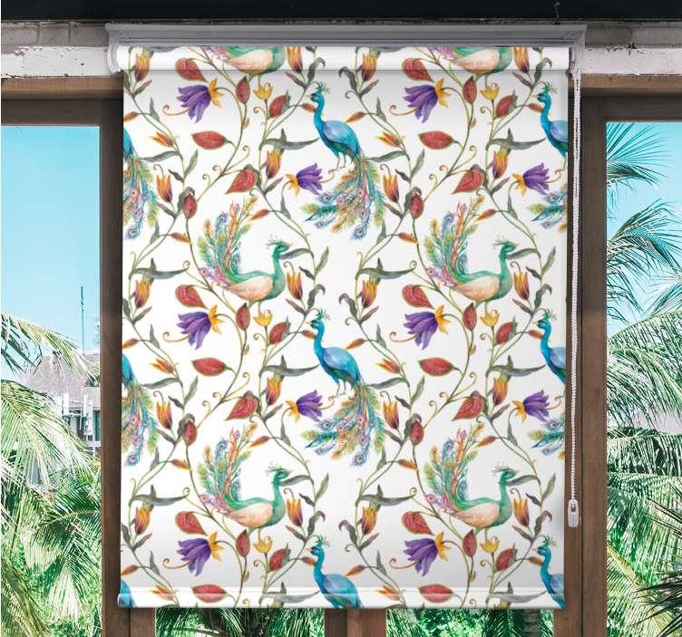 Rollo Fenster Blumen und Pflanzen elegante pfauenblumen - TenStickers