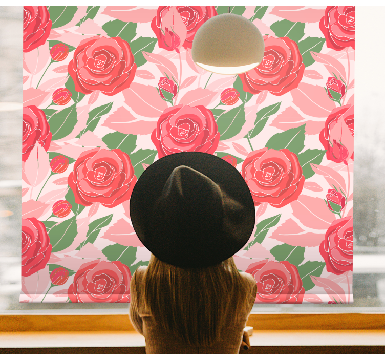 Rollo Fenster Blumen und Pflanzen elegantes rosenmuster - TenStickers