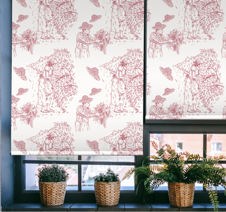 Rollo fenster blumen und pflanzen ernte szene illustration - TenStickers