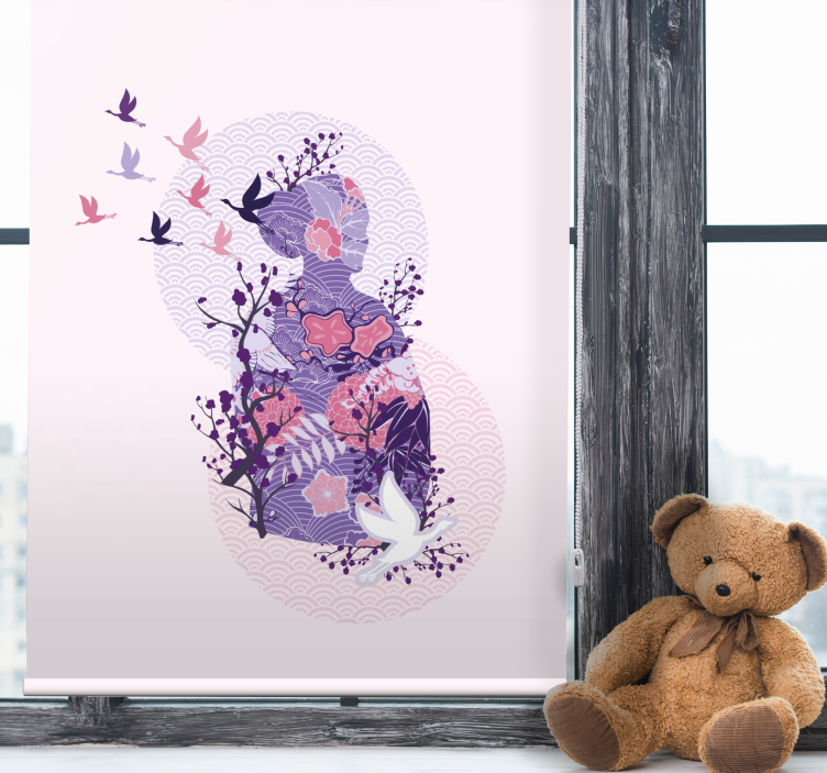 Rollo Fenster Blumen und Pflanzen florale silhouettenkunst - TenStickers