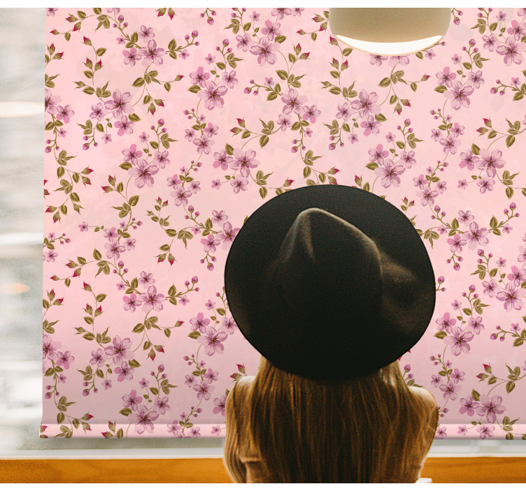 Rollo Fenster Blumen und Pflanzen rosa elegantes muster - TenStickers