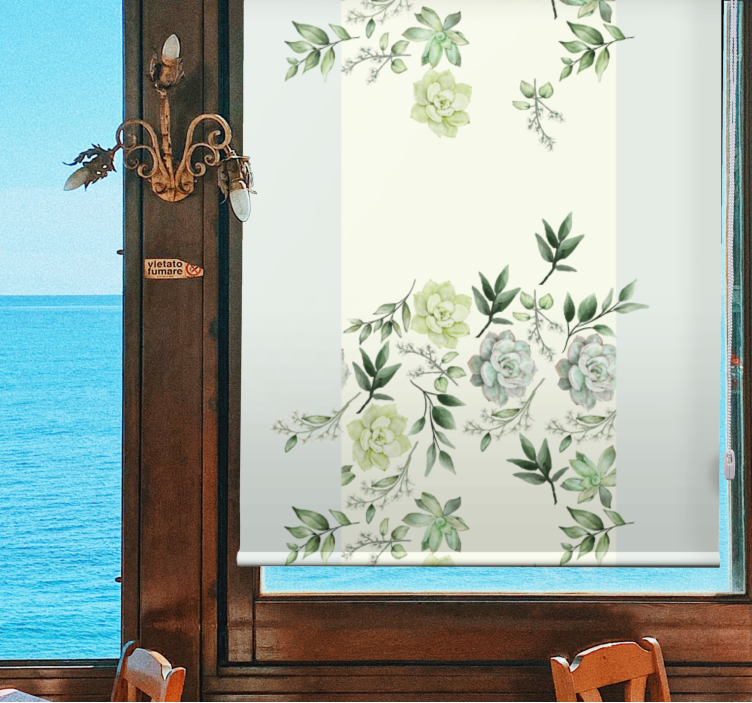 Rollo Fenster Elegant florales grünmuster - TenStickers