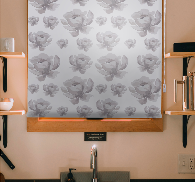 Rollo Fenster Blumen und Pflanzen graues, zartes design - TenStickers