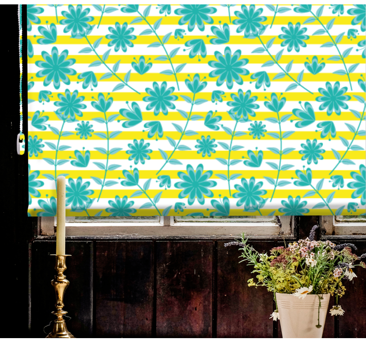 Rollo Fenster Blumen und Pflanzen helles streifenmuster - TenStickers