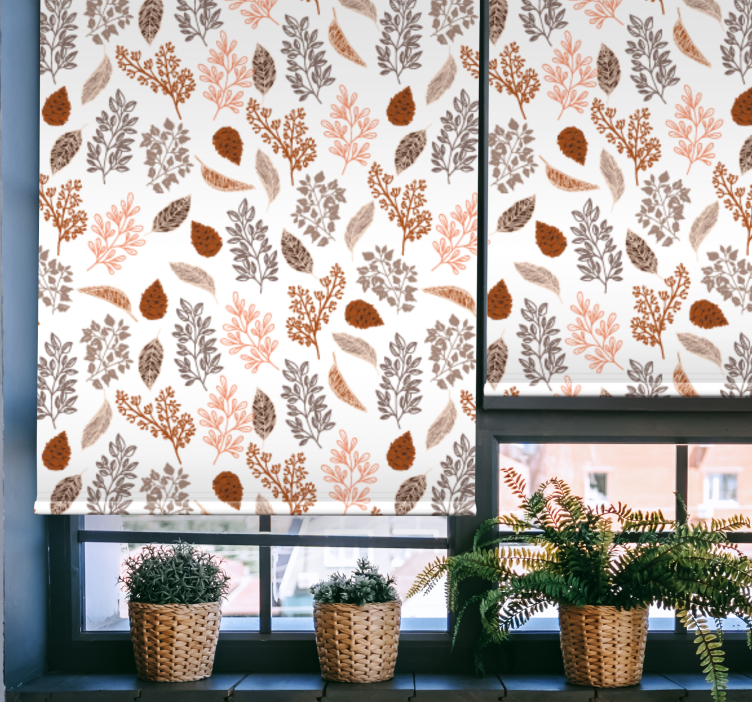 Rollo fenster blumen und pflanzen herbstbraun muster - TenStickers