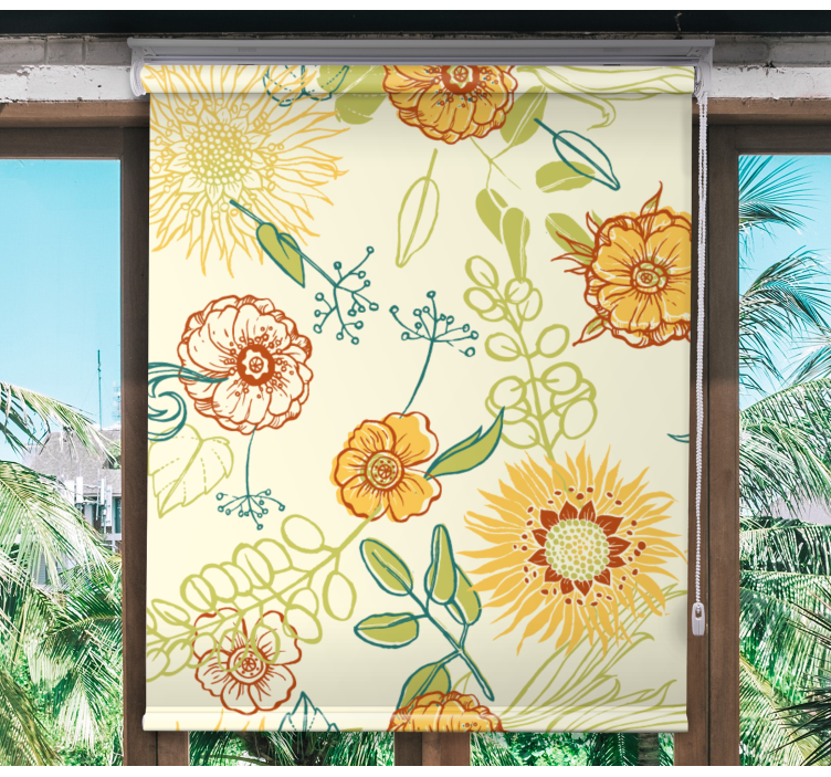 Rollo Fenster Blumen und Pflanzen lebendige florale muster - TenStickers