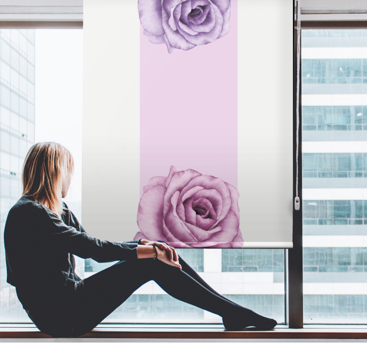 Rollo Fenster Blumen und Pflanzen lila rosenakzent - TenStickers