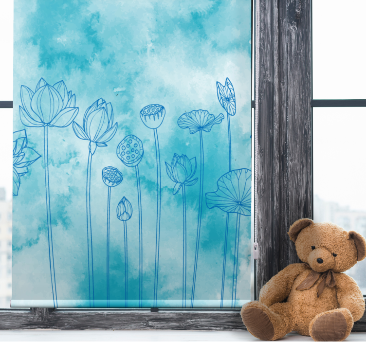 Rollo Fenster Blumen und Pflanzen lotusblaues muster - TenStickers